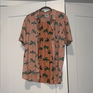 Rip Curl Pink and Green Casual Button Down Shirt